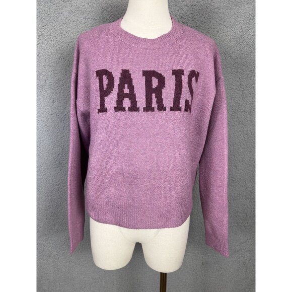Hooked up by Iot Juniors' "It Girl" Paris Crewneck Sweater Purple Size Small NWT - Picture 1 of 8